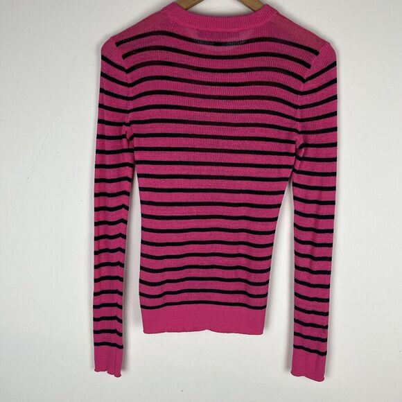 Veronica Beard Pink Stripped Linen Sweater Lightweight Small​ - Picture 2 of 4
